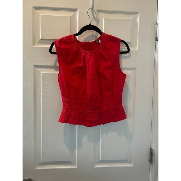 J.Crew Cotton Poplin Hyacinth Top in Red Sz S #595 - Picture 3 of 8